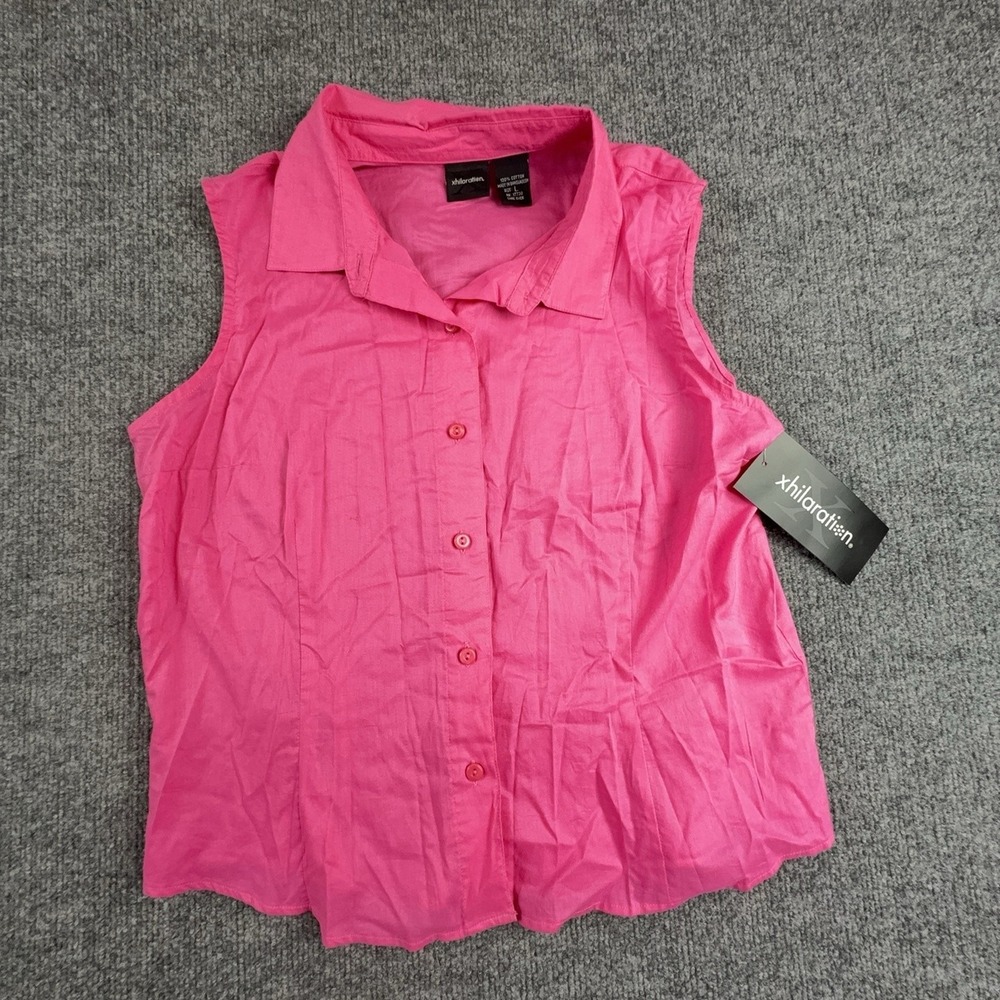 Xhilaration Shirt Juniors Large Pink Sleeveless Button Front Collared Top